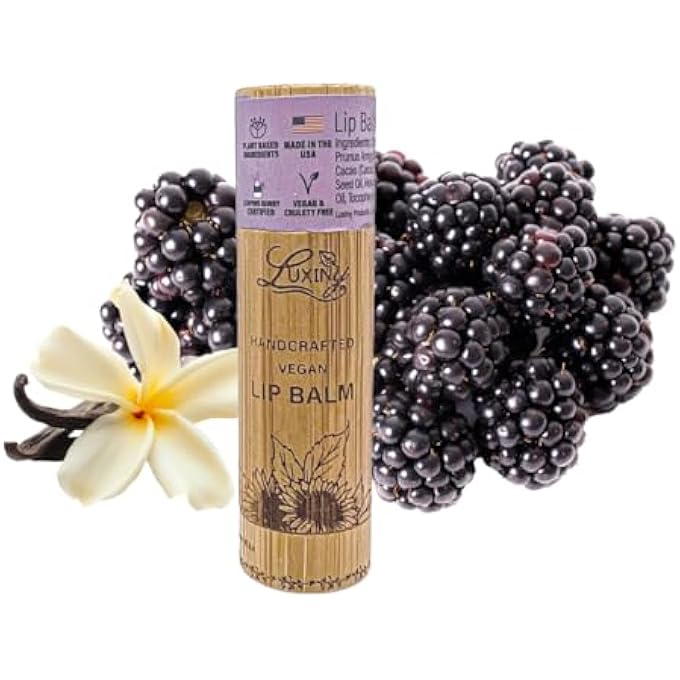 Luxiny LIP BALM IN A BAMBOO TUBE, VEGAN NATURAL MOISTURIZING, WITH SUNFLOWER WAX AND VITAMIN E (BLACK RASPBERRY VANILLA) - Image 1